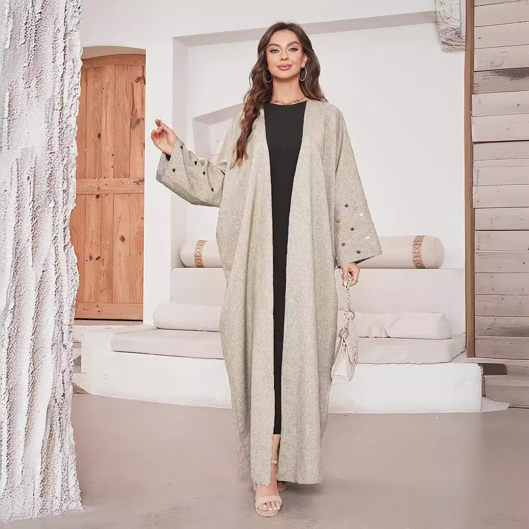 Embroidered Middle Eastern Muslim Cardigan Robe Embroidered Dress Women's Clothing - Mixbatch