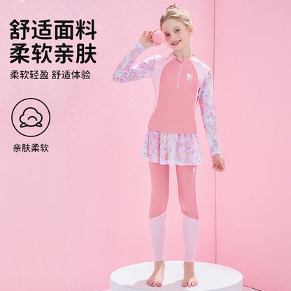 A Hellokitty Children's Swimsuit Girls Split Long Sleeve Trousers Swimsuit - Mixbatch