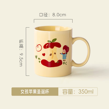 A Christmas Mug Ceramic Cup with Lid Spoon