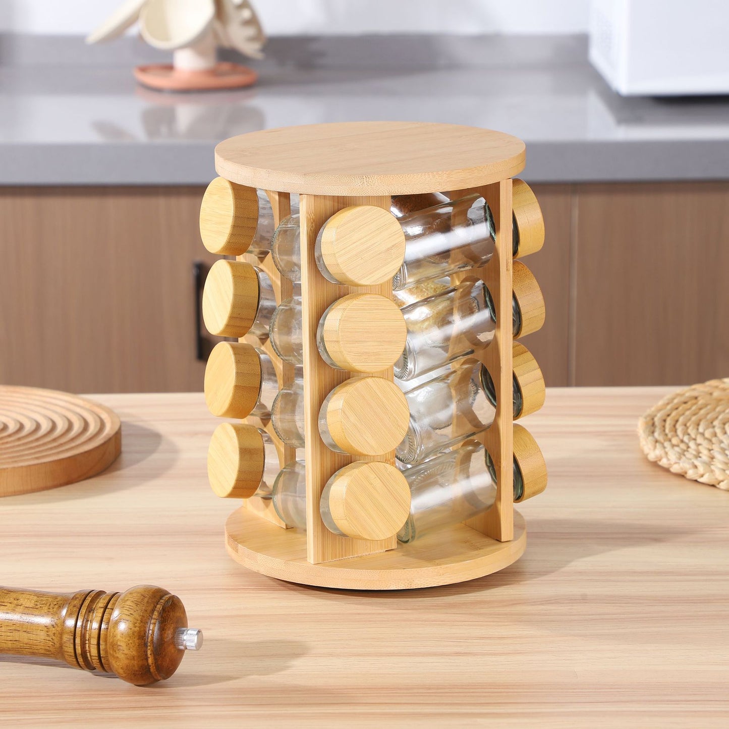 رف توابل من الخيزران 