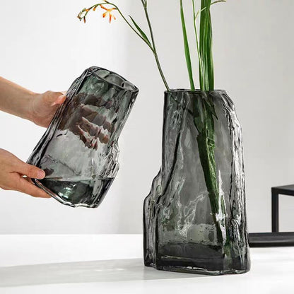 A European creative handmade glass vase, living room Internet celebrity ornament, water raising vase, dried flowers, household rockery vase