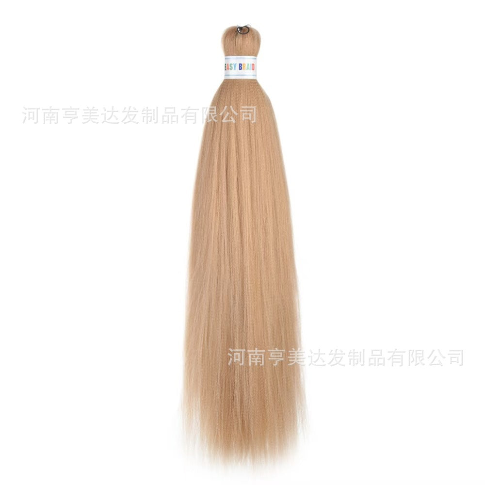 A EZ Color 26inch Women Chemical Fiber Long Straight Hair Large Easy Braided Hair Low Temperature Silk Long Straight Hair Wig - Mixbatch