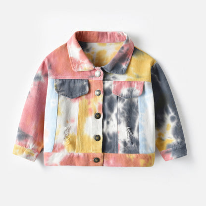 A children's tie-dye denim jacket