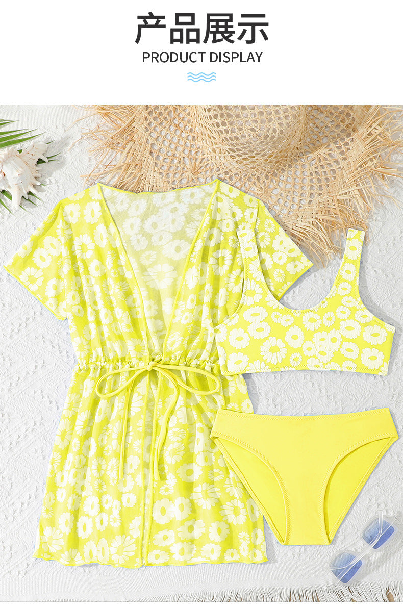 A girls three-piece swimsuit children's swimsuit baby girl summer foreign trade cross-border children's swimsuit middle and old children - Mixbatch