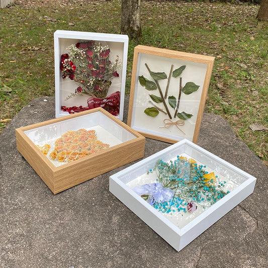 A handmade DIY three-dimensional 5cm butterfly specimen frame creative desktop solid wood hollow 3cm dried flower photo frame setting table