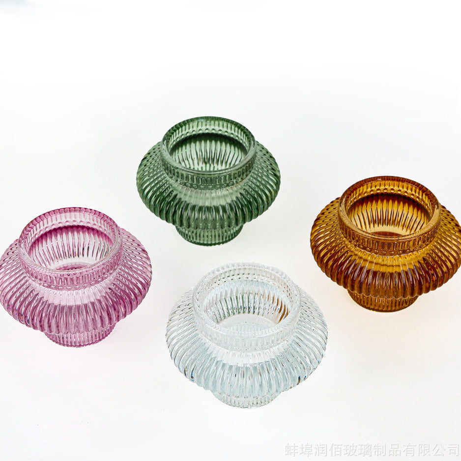 A European vertical flying saucer dual-purpose candlestick lantern glass ornament double-purpose crystal glass candlestick romantic ornament-box