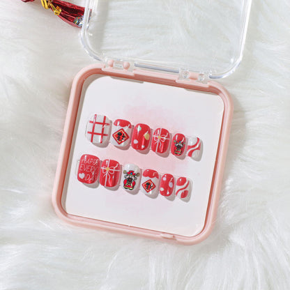A new three-dimensional gilt cat's eye wearing armor, handmade nail piece nail piece finished nail piece cute cartoon nail sticker - Mixbatch