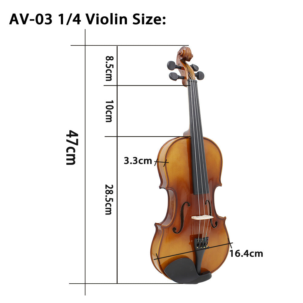A Natural Bright Violin AV-03 Tiger Maple Backplane Solid Wood Violin Beginner Practice Violin