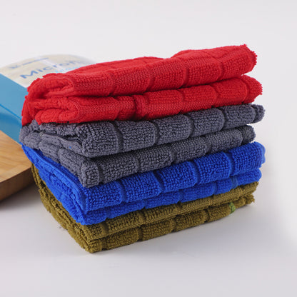 A: Full polyester rag, special microfiber plaid rag for housekeeping, stove cleaning thickened, absorbent dishcloth