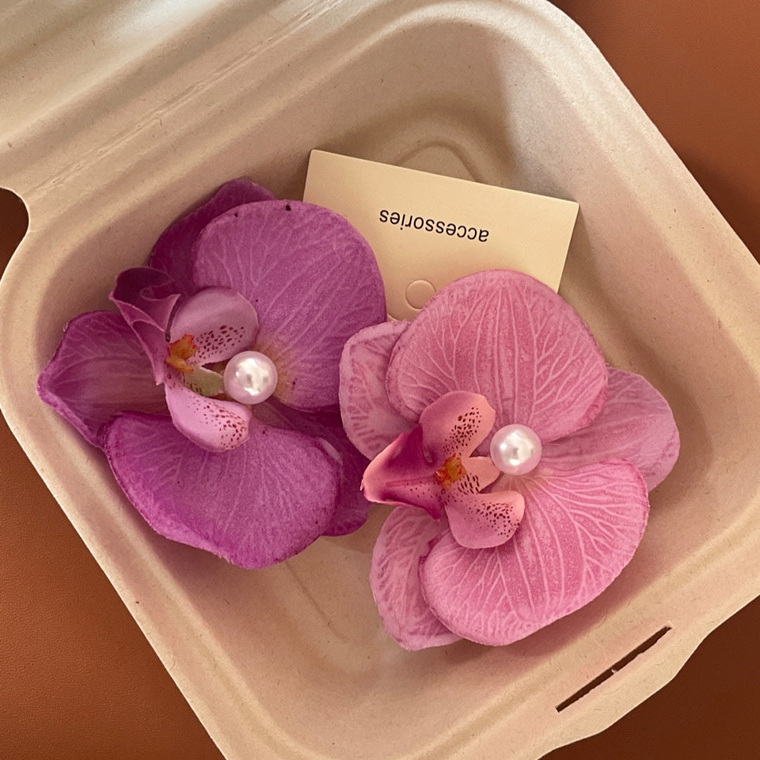 A Super Immortal Phalaenopsis Hairpin Purple Side Flower Hair Accessories Flower Clip Versatile Hairpin Antique Headdress Female Mori