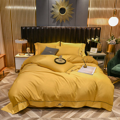 Tiansi Gongsatin 60s embroidered four piece bedding set, bed sheets and duvet covers 1.8m set, light luxury Nordic style 2.0kg - Mixbatch