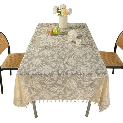 A lace rectangular table cloth