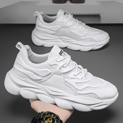 A new versatile men's shoes spring casual running sports shoes breathable men's lightweight thick-soled heightening trendy dad shoes - Mixbatch