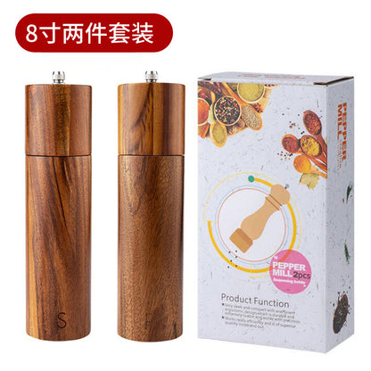 A lobular acacia cylindrical pepper grinder