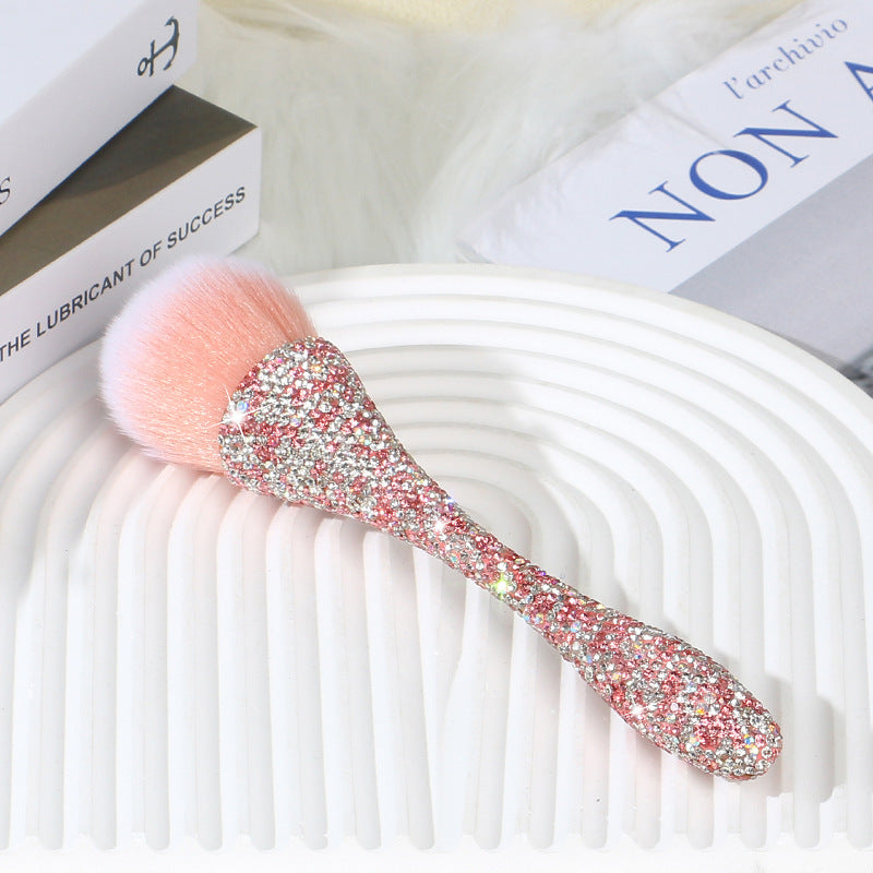 A new diamond-encrusted small waist loose powder makeup brush, oversized single soft-bristled nail brush, blush brush, beauty tool. - Mixbatch