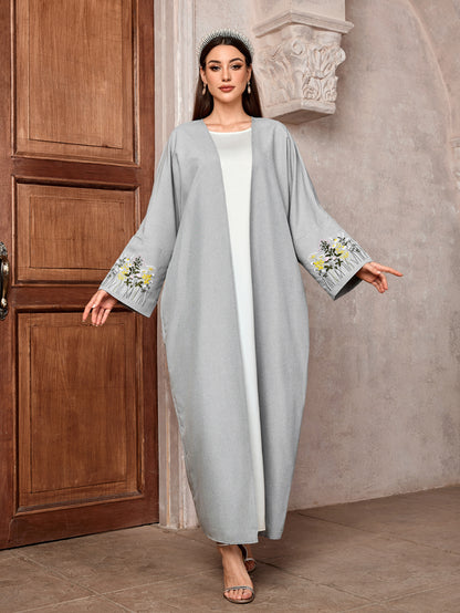 Factory Spot Cross-border Middle East Muslim Clothing Robe Embroidered Cardigan Dress Long Dress Bat Sleeve 2024 - Mixbatch