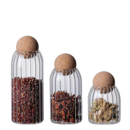 A round cork heat-resistant glass jar tea seal jar flower fruit tea coffee bean display bottle household jar storage