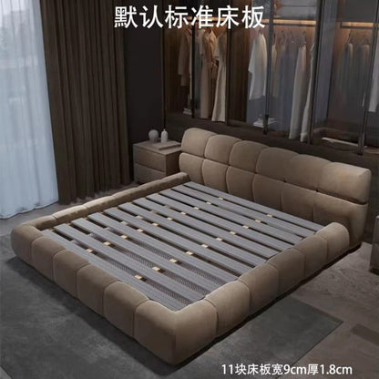 A technology flannel bed puff bed master bedroom double embedded air pressure storage bed spot comfortable soft against wedding bed wood