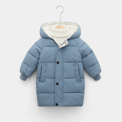 A Autumn and winter thickened children's down cotton clothes short boys and girls medium children Korean version hooded jacket