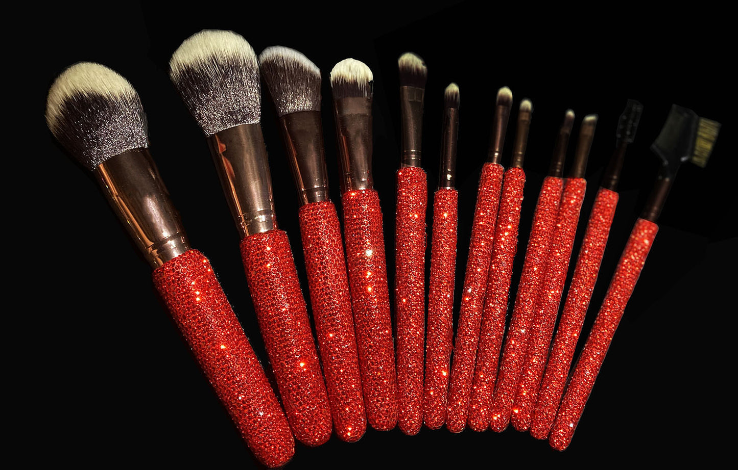 A High-grade diamond-encrusted makeup brush 12-piece set Factory direct sales diamond makeup tool set Loose powder blush makeup brush - Mixbatch