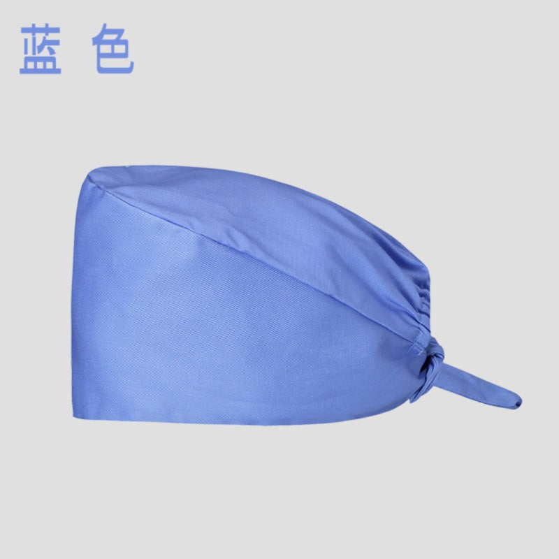 A Cross-border surgical cap Cotton solid color nurse operating room cap Sweat-absorbing and windproof confinement cap Dental dentist cap