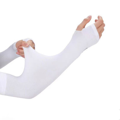 A summer sunscreen ice sleeves men's and women's ice silk sleeves UV protection riding driving arm sleeves breathable gloves arm sleeves