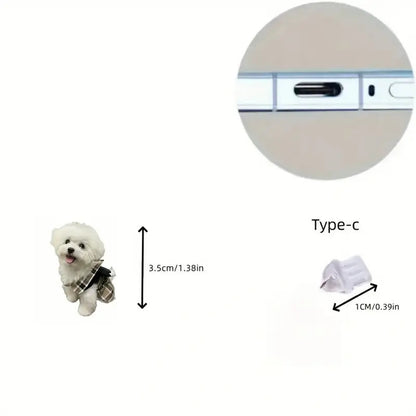 A Cross-border explosion Acrylic mobile phone dust plug Love milk tea dog and cat pendant Pendant Type-C oval interface