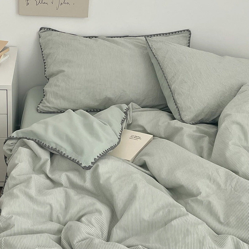 Ins cotton quilt cover single dormitory 1.5m quilt cover 100 cotton washed cotton 200x230 double sheets 2.0kg - Mixbatch