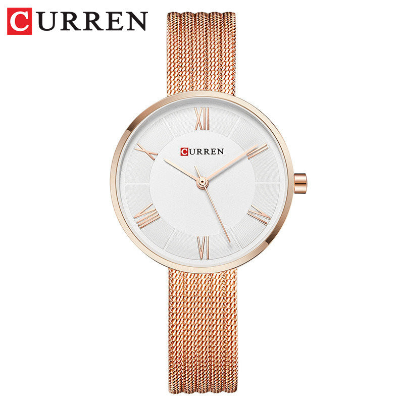 A 9020 Ladies Waterproof Quartz Watch Small Dial Fine Mesh Strap Watch Fashion Watch