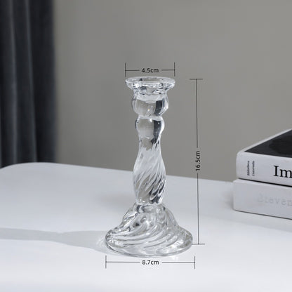 A transparent crystal glass candlestick ornament