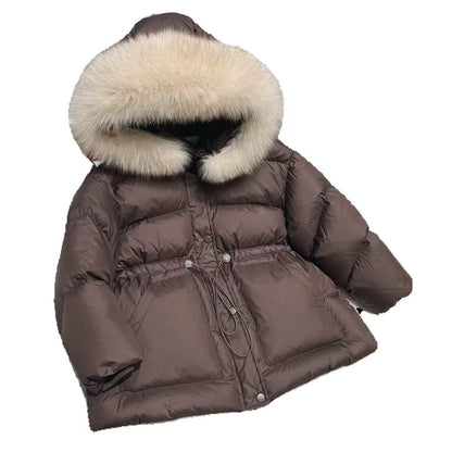 A new hooded medium and long boys and girls thickened jacket children's clothing