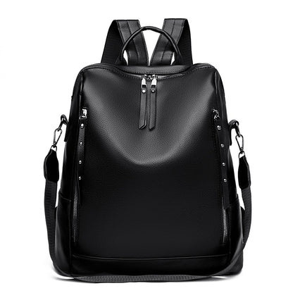A Women's Soft Leather Backpack Large Capacity Student School Bag Computer Backpack Fashion Crossbody Backpack