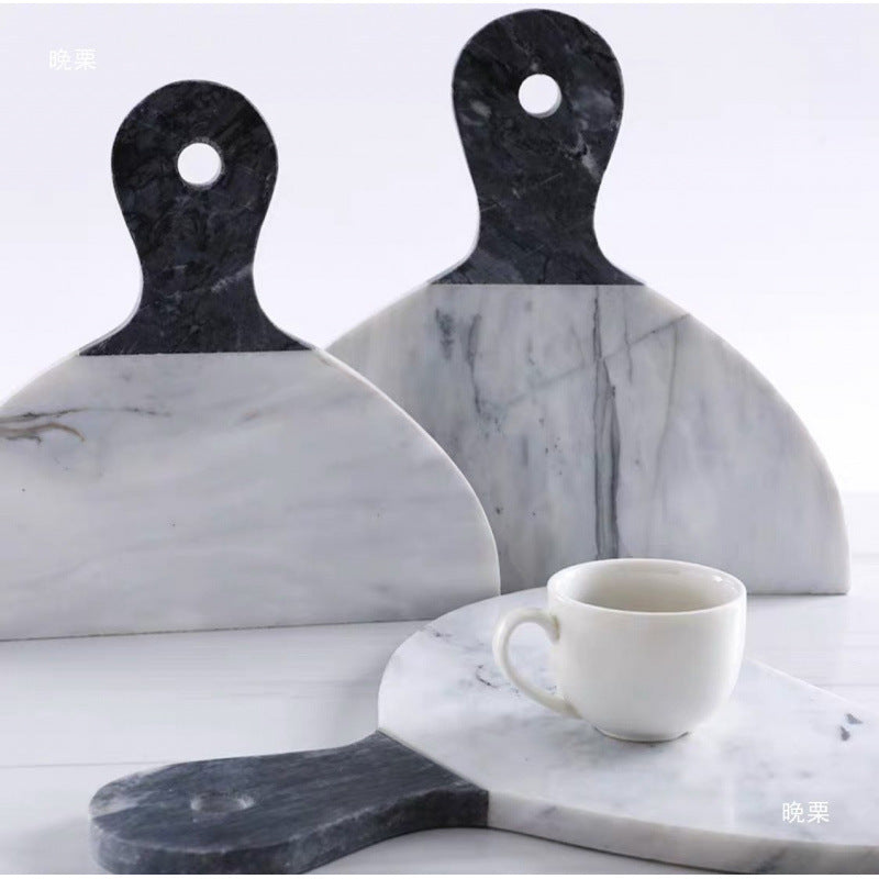 A Marble cutting board Chopping board Fruit plate Household cutting board Household panel Bread board Anti-mildew Dessert Pastry White