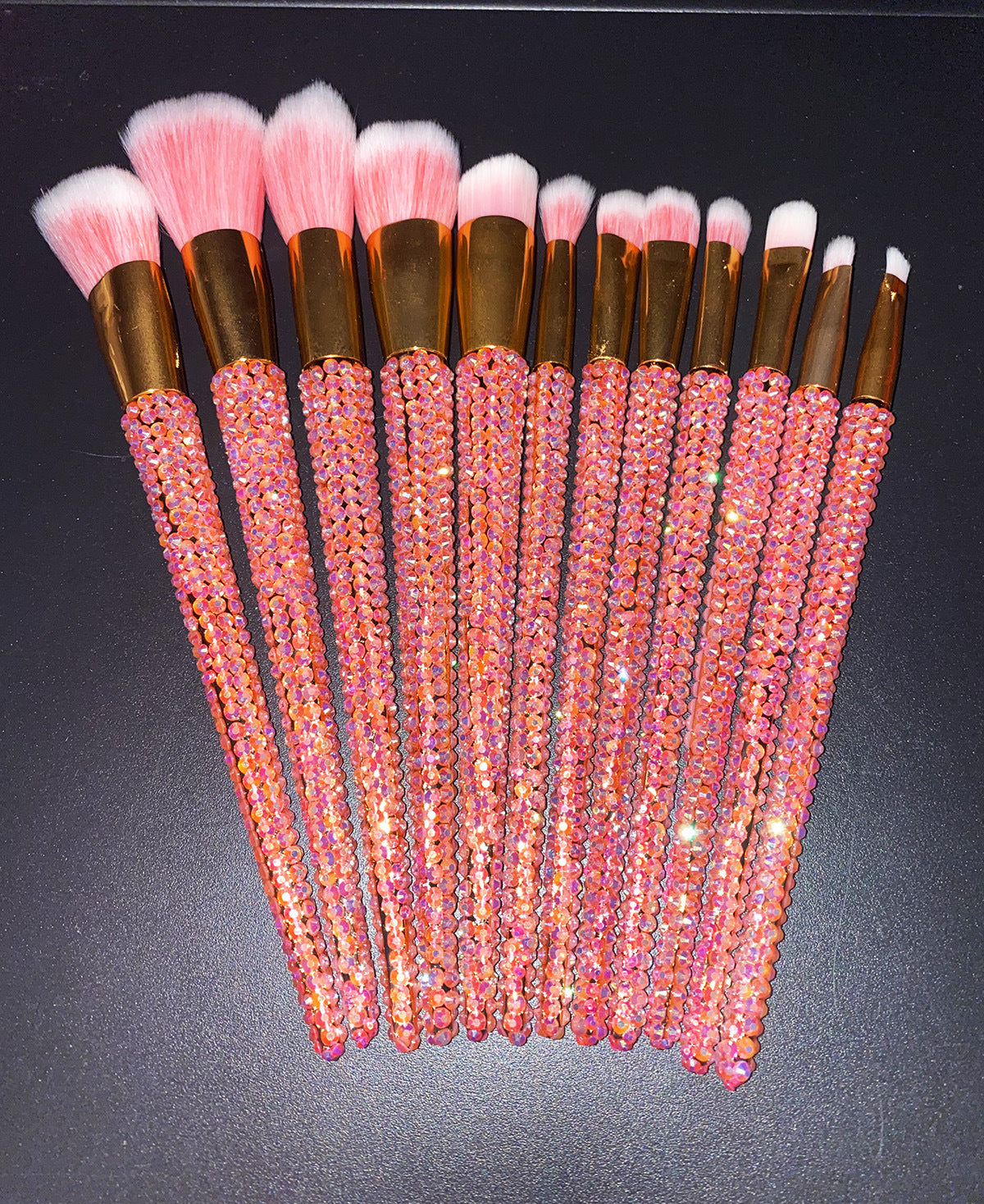 A 12 pcs full of diamond makeup brushes professional face and eye beauty kit, full of diamond Blingbling beauty - Mixbatch