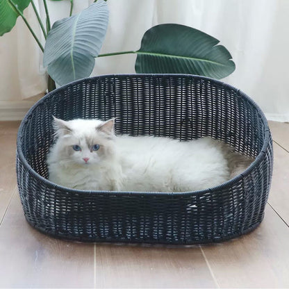A dog and cat rattan pet nest