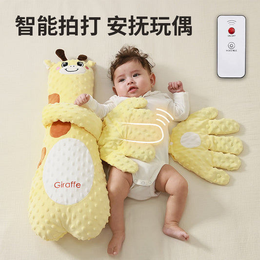 The baby soothes the palm of his hand to sleep, slaps the baby, and the artifact lies down to sleep. The baby prevents startling and sleeps, and slaps the butt to soothe the pillow.