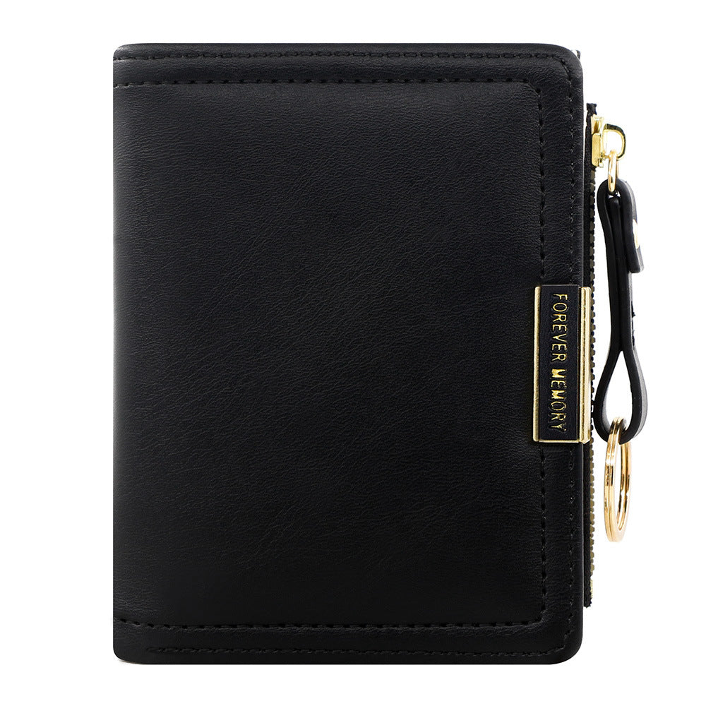 A new women's wallet short solid color card bag women's high-end cross-border zipper change bag source manufacturer