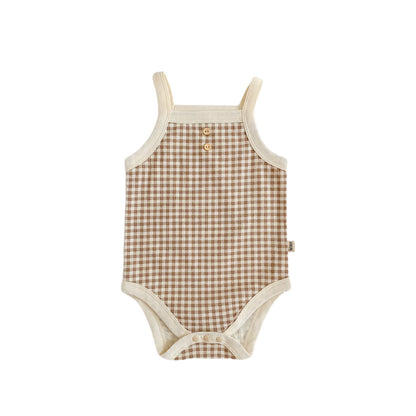 A baby summer camisole, fart jacket, ins, baby sleeveless, soft plaid hayi, one-piece climbing suit - Mixbatch