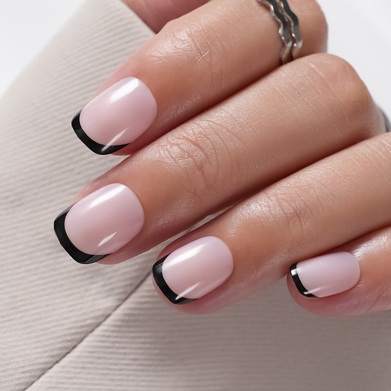 A cross-border explosion European and American style nail piece with diamond long square French manicure three-dimensional love broken diamond wearing nail wholesale - Mixbatch