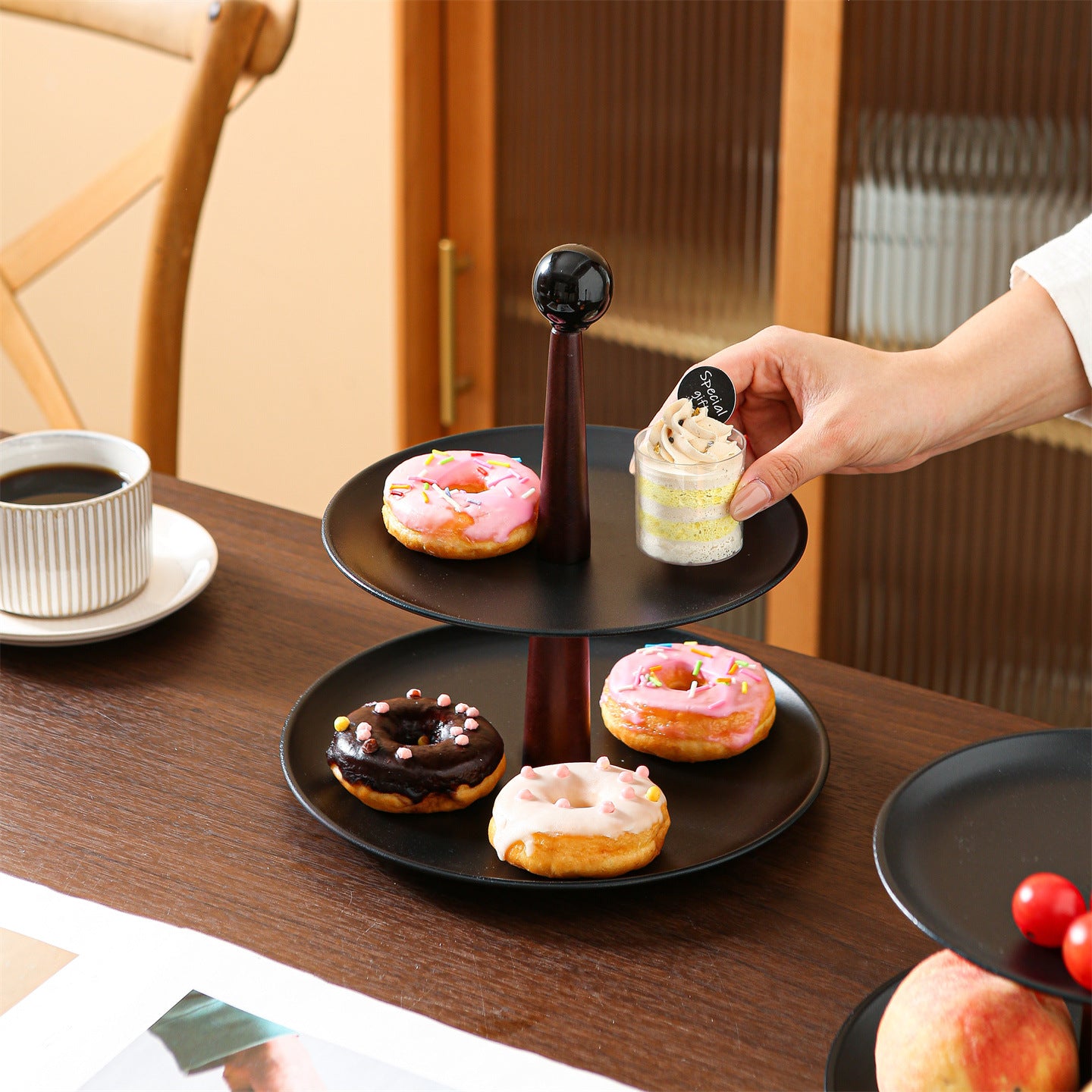 A Nordic light luxury ins multi-layer stainless steel fruit plate