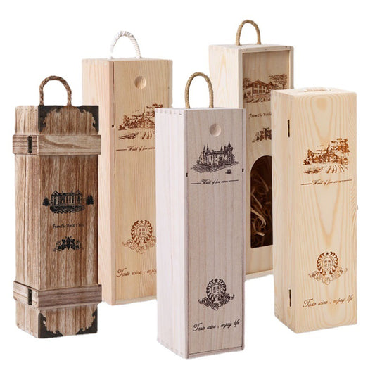 A red wine gift box single wooden box high-end solid wood packaging box wine box paulownia pine