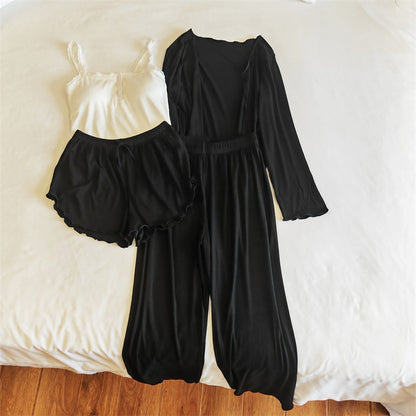 A Modal pajamas women's spring, autumn and winter sexy with chest pads, summer suspenders, trousers can be worn outside, simple loungewear cover - Mixbatch