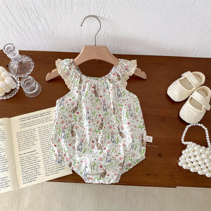 A 2024 Summer Korean version camisole jumpsuit for baby girls, thin sleeveless jumpsuit for newborns, cotton wrap for buttocks - Mixbatch