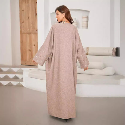 New average size bat sleeve Muslim Middle Eastern temperament elegant cardigan embroidered moon dress robe - Mixbatch