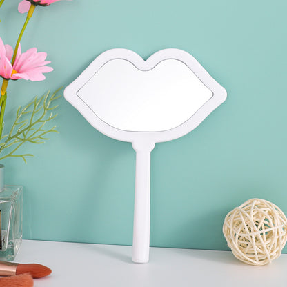 A new lip handheld makeup mirror can be printed LOGO handle mirror high definition portable makeup mirror DIY mini mirror - Mixbatch
