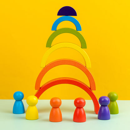A 12 large rainbow building block arch bridge kindergarten children's educational early education pile tower stacked high doll collage toy