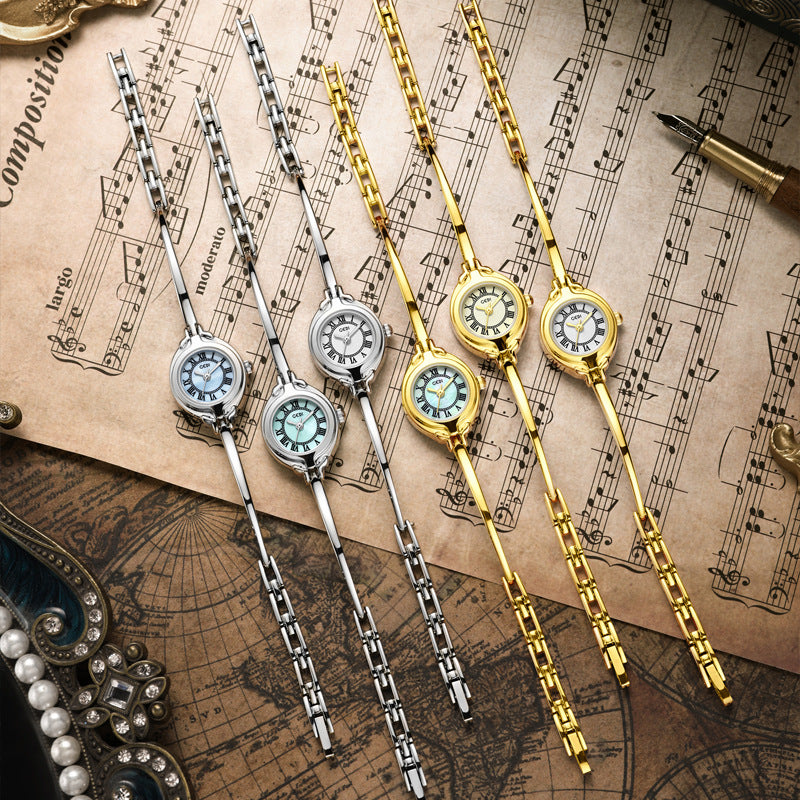 A bracelet watch small retro bracelet women's watch gold high value fine belt quartz watch