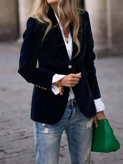 A gold velvet blazer