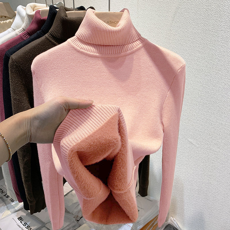 A integrated fleece turtleneck sweater women's fleece thickened