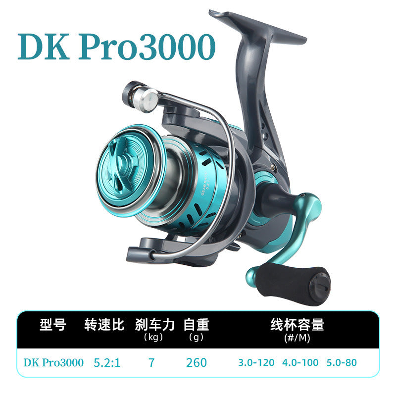 بكرة صيد معدنية سوداء بالكامل، بكرة صيد صغيرة، بكرة صيد لقصبة الصيد البحرية، بكرة صيد كبيرة DK (سمكة وزنها 16 كجم)